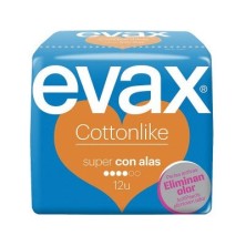 Compresas Evax Cottonlike super alas 12 unidades
