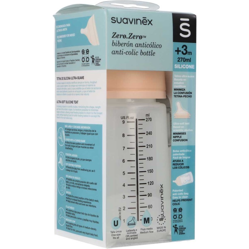 Comprar Suavinex Biberón Anticólico Tetina Silicona Flujo Lento 180 ML